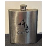 K - Set of 4 Vintage Metal Flasks including Cutty and Courvoisier