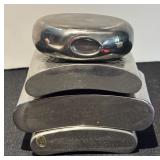 K - Set of 4 Vintage Metal Flasks including Cutty and Courvoisier