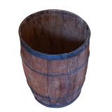 K - Vintage Wooden Barrel with Metal Bands