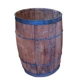 K - Vintage Wooden Barrel with Metal Bands