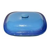 K - Blue Enameled Covered Casserole Dish