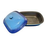 K - Blue Enameled Covered Casserole Dish