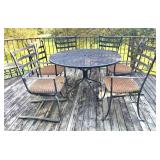 Y - Vintage Metal Patio Table with Six Chairs