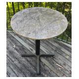 Y - Outdoor Accent Table with Round Stone Top and Metal Base
