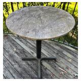 Y - Outdoor Accent Table with Round Stone Top and Metal Base