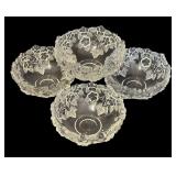 K - Set of 4 Crystal Floral Pattern Bowls