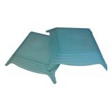 K - Set of Two Blue Square Glass Bowls