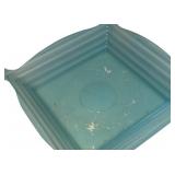 K - Set of Two Blue Square Glass Bowls