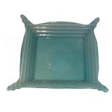 K - Set of Two Blue Square Glass Bowls