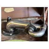 LR - Antique Victor Victrola VV-XI Talking Machine with Cabinet and Turntable