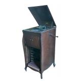 LR - Antique Victor Victrola VV-XI Talking Machine with Cabinet and Turntable