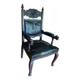 LR - Vintage Ornate Carved Wood Arm Chair