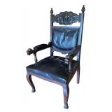 LR - Vintage Ornate Carved Wood Arm Chair
