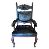 LR - Vintage Ornate Carved Wood Arm Chair