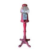 LR - Vintage Red Cast Iron Gumball Machine