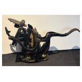 LR - Vintage Cast Iron Tabletop Printing Press with Ornate Details