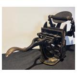 LR - Vintage Cast Iron Tabletop Printing Press with Ornate Details