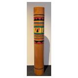 LR - Vintage Wooden Rain Stick with Painted Geometric Designs