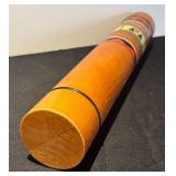 LR - Vintage Wooden Rain Stick with Painted Geometric Designs