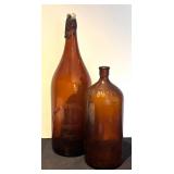 LR - Pair of Vintage Brown Glass Park Brewing Co and Clorox Bottles