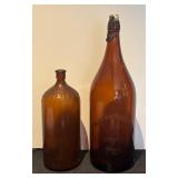 LR - Pair of Vintage Brown Glass Park Brewing Co and Clorox Bottles