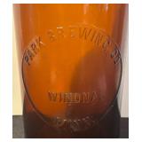 LR - Pair of Vintage Brown Glass Park Brewing Co and Clorox Bottles