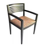 LR - Vintage Arm Chair with Patterned Upholstered Seat