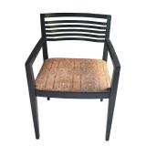 LR - Vintage Arm Chair with Patterned Upholstered Seat