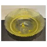 K - Vintage Yellow Ribbed Glass Bowl