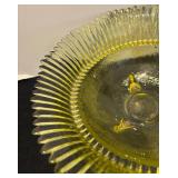 K - Vintage Yellow Ribbed Glass Bowl