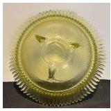 K - Vintage Yellow Ribbed Glass Bowl