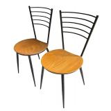 LR - Pair of Metal and Wood Accent Chairs