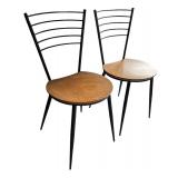 LR - Pair of Metal and Wood Accent Chairs