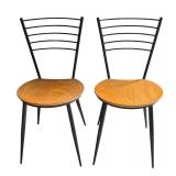 LR - Pair of Metal and Wood Accent Chairs