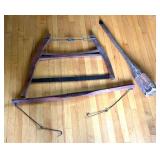 Lot of 3 Vintage Wooden Tools Including Bucksaw, Mallet and Yoke