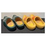 LR - Set of 2 Pairs Vintage Wooden Dutch Clogs