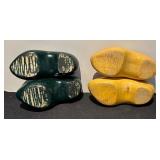 LR - Set of 2 Pairs Vintage Wooden Dutch Clogs
