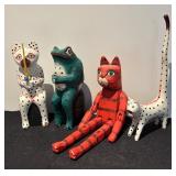 LR - Set of 4 Vintage Hand-Painted Folk Art Animal Figurines