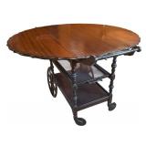 U - Vintage Wooden Drop Leaf Tea Cart
