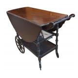 U - Vintage Wooden Drop Leaf Tea Cart