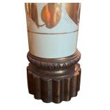 U - Pair of Vintage Table Lamps with Sculpted Base and Metallic Leaf Design