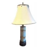 U - Pair of Vintage Table Lamps with Sculpted Base and Metallic Leaf Design