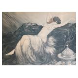 U - Framed Louis Icart Print Titled "Idleness"