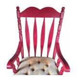 U - Vintage Red Wooden Rocking Chair with Cushioned Seat
