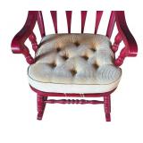 U - Vintage Red Wooden Rocking Chair with Cushioned Seat