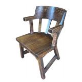 U - Vintage Wooden Armchair with Curved Backrest