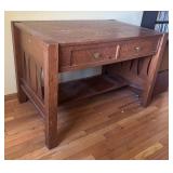 U - Wooden Desk and File Cabinet