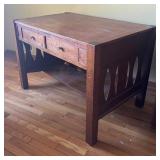 U - Wooden Desk and File Cabinet