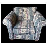 U - Pair of Vintage Simmons Oversized Armchairs with Ottoman