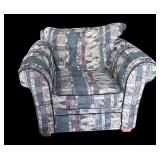 U - Pair of Vintage Simmons Oversized Armchairs with Ottoman